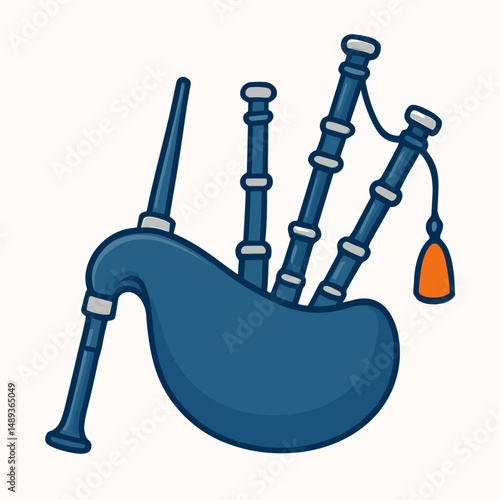 Stylish bagpipes design in blue color representing the concept of travel  