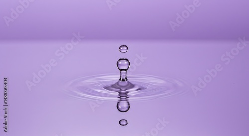 Water drop photography macro shot on purple background liquid splash ripple effect nature still life art photo