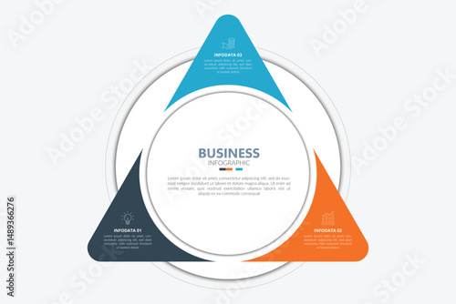 Professional 3 Step Triangle Diagram Infographic for Business Process