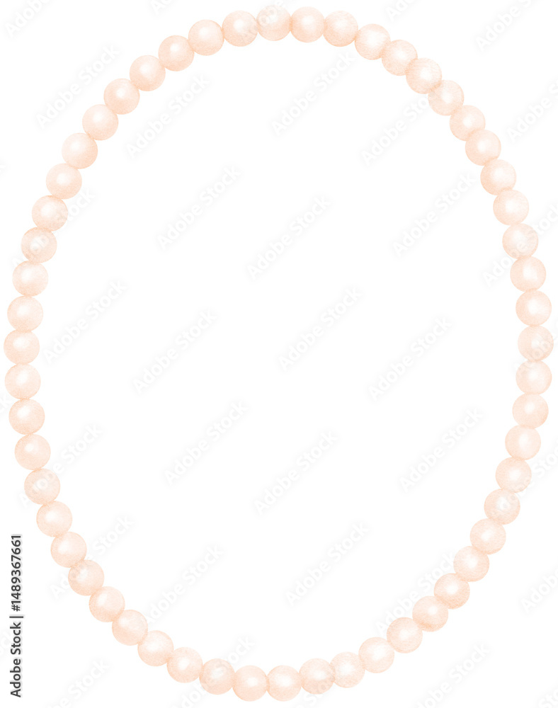 Fototapeta premium White Pearl Frame Oval shape watercolor