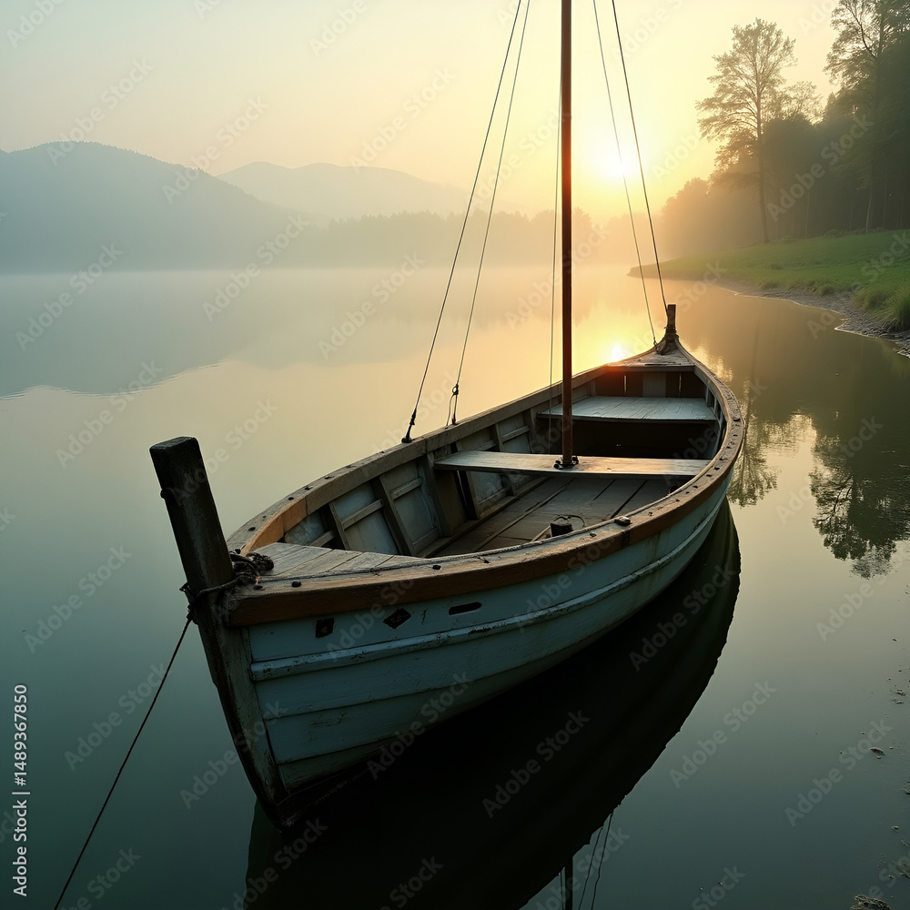 Fototapeta premium boats at sunset