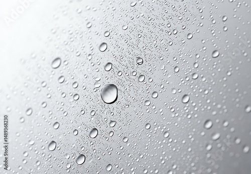 Wallpaper Mural Close-up of numerous clear water droplets on a smooth transparent surface creating a pattern of various sizes with a reflective metallic background Torontodigital.ca