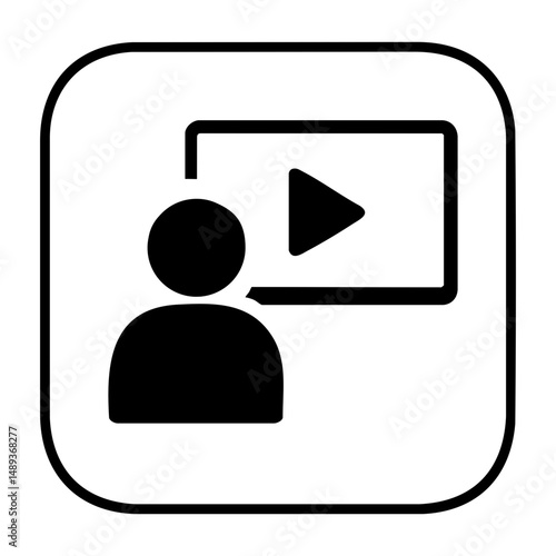 Online video tutorial icon with user
