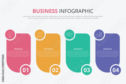 Template of multicoloured infograhic with icons and options. Vector.