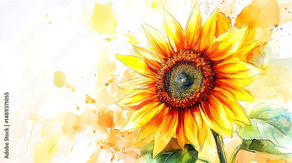 Colorful painted sunflower illustration Colorful painted sunflower illustration