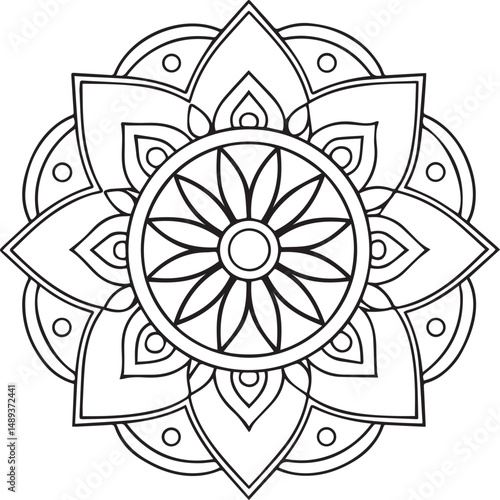 Flower Mandala Coloring Template – Intricate Symmetrical Pattern