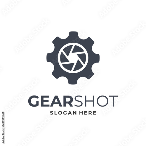 Gear and lens logo modern style, perfect for photography logo design