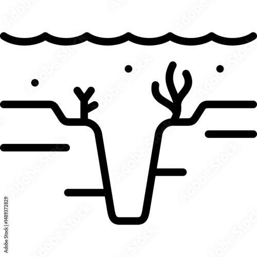 ocean trench icon illustration design with outline
