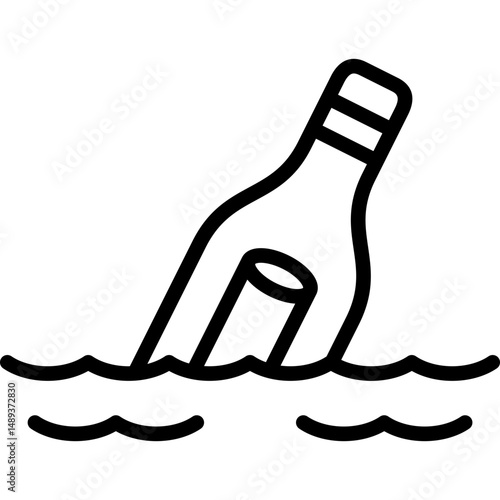 message in a bottle icon illustration design with outline