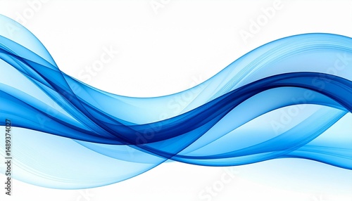 Wallpaper Mural A dynamic abstract blue wave design on a clean white background, exemplifying fluidity and motion. Torontodigital.ca