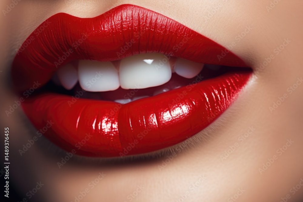 Obraz premium lips are painted with lipstick