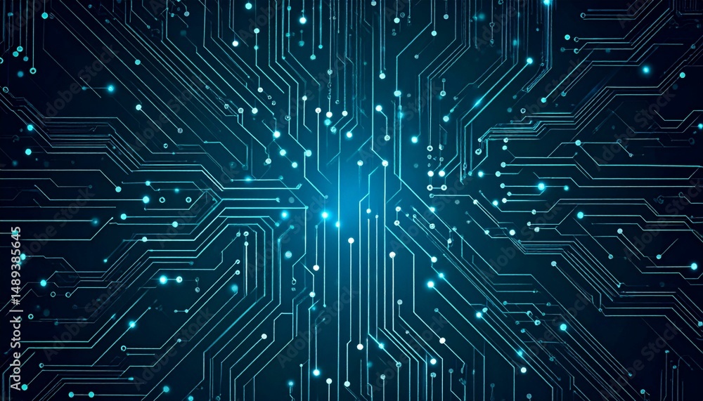 Obraz premium Futuristic Circuit Board Illustration on Dark Background.