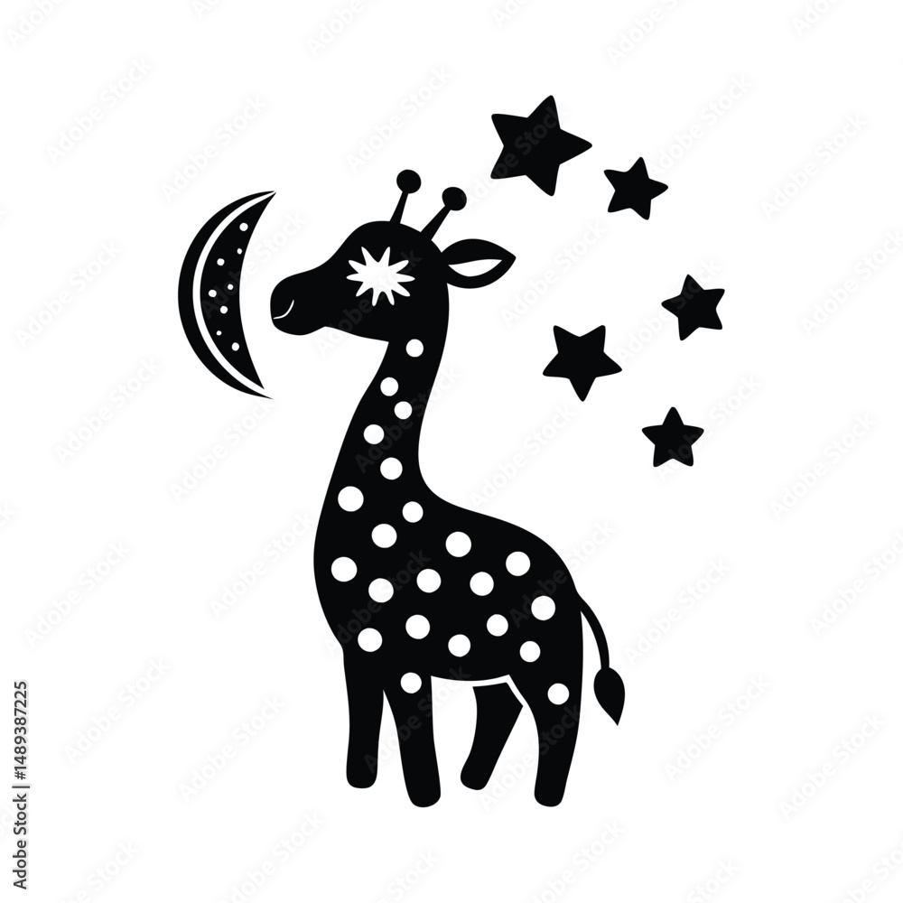 Fototapeta premium giraffe black silhouette illustration 