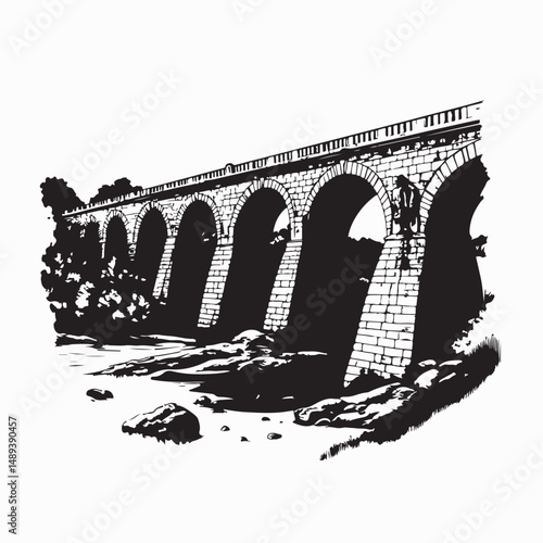The Bridge Was Built In Roman Times Image Vector Isolated on white background.
