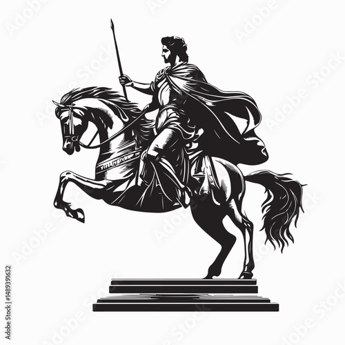 Alexander the great horse statue Image Vector Isolated on white background.