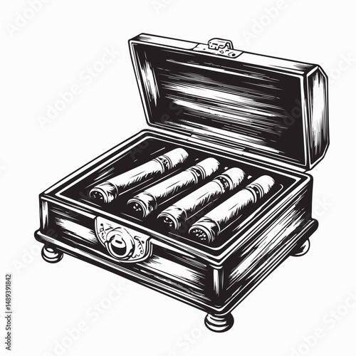 Cigar Humidor Vector. Cigar Box Cedar Wood Cigar humidor image.