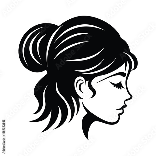 Set of woman hair icon for beauty salon. Vector illustration.