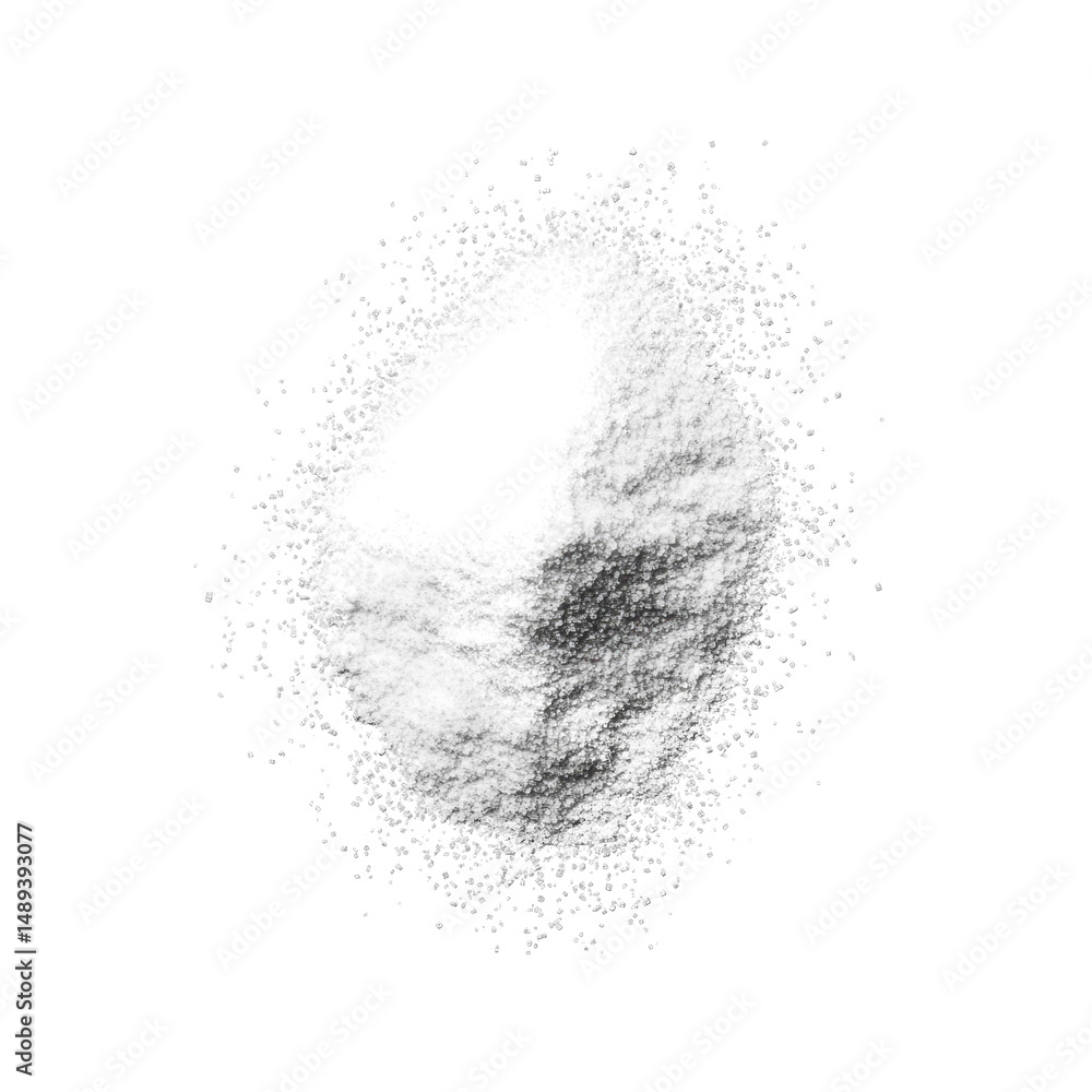 Fototapeta premium Abstract White Powder Dispersion on Black Background