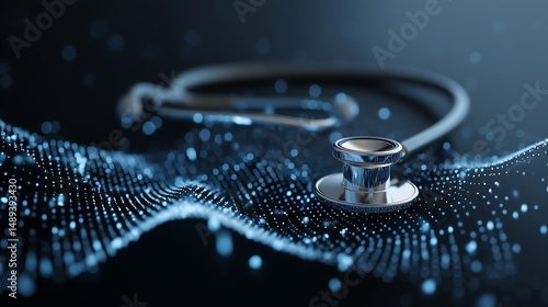 Futuristic Healthcare Technology Concept on Dark Background.Generative AI