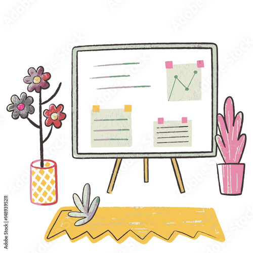 Chalkboard with Handwritten Text and Simple Drawings Celebrating Creativity and Learning in a Whimsical Style