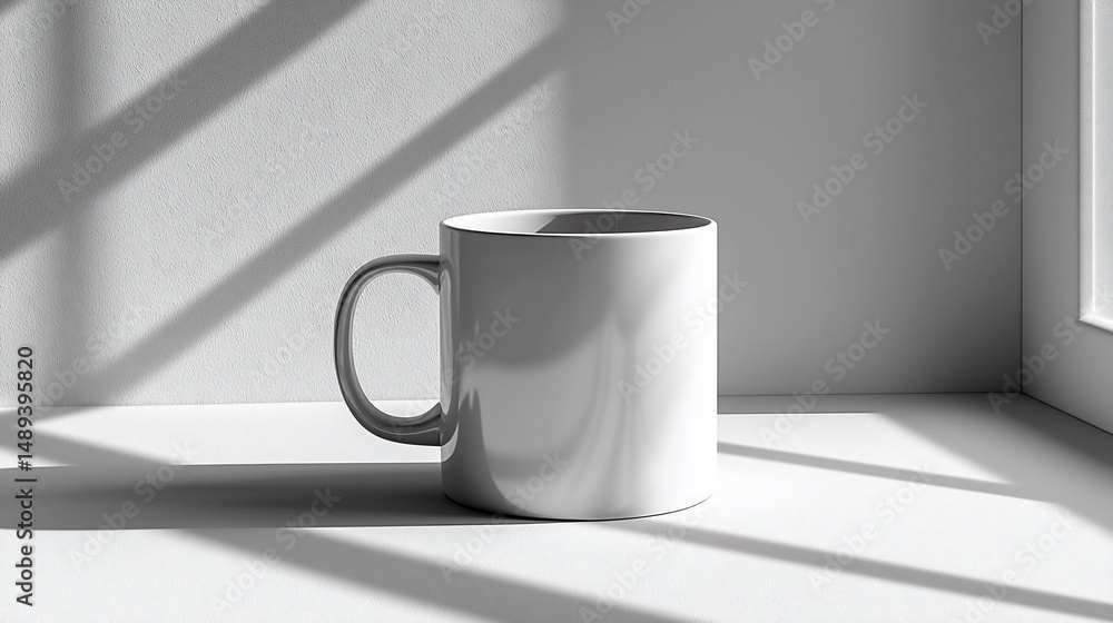 Obraz premium Blank white mug on a table