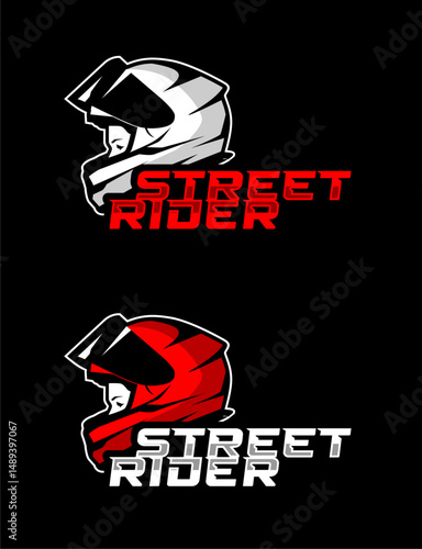 street rider helmet motorcycle logo design