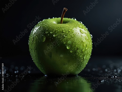  apple with water drops transparent back ground, apple, apple and water drops, 