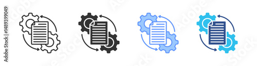 Data Processing Multi Style Icon Set Vector 