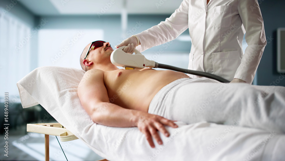 Obraz premium Professional Beautician Performing Laser Hair Removal