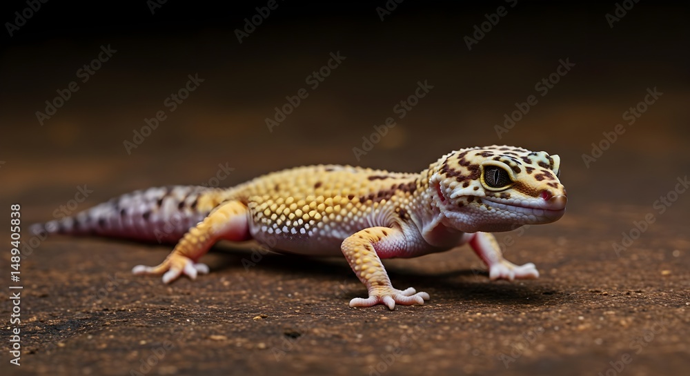 Naklejka premium Stunning Young Leopard Gecko with Vibrant Colors in High Quality
