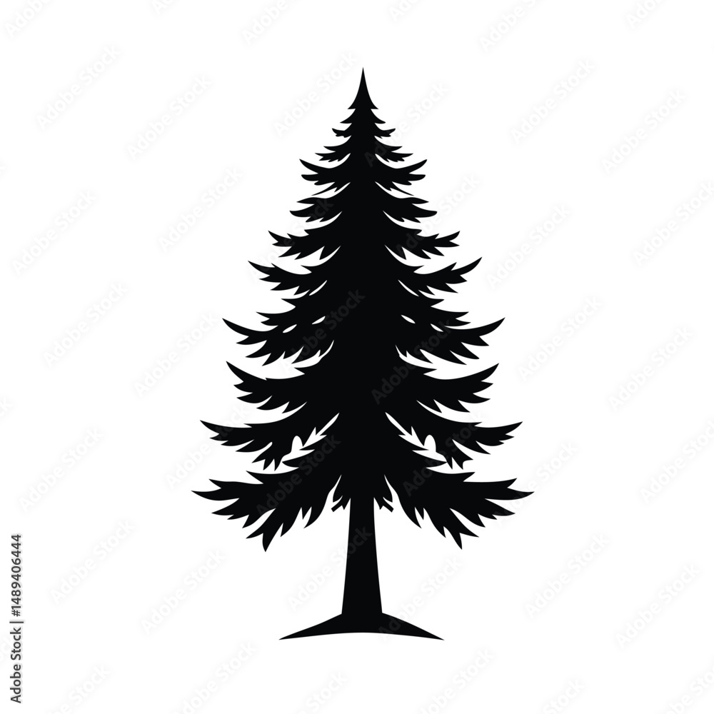 Obraz premium Pine Tree Silhouette Vector Art Illustration Design