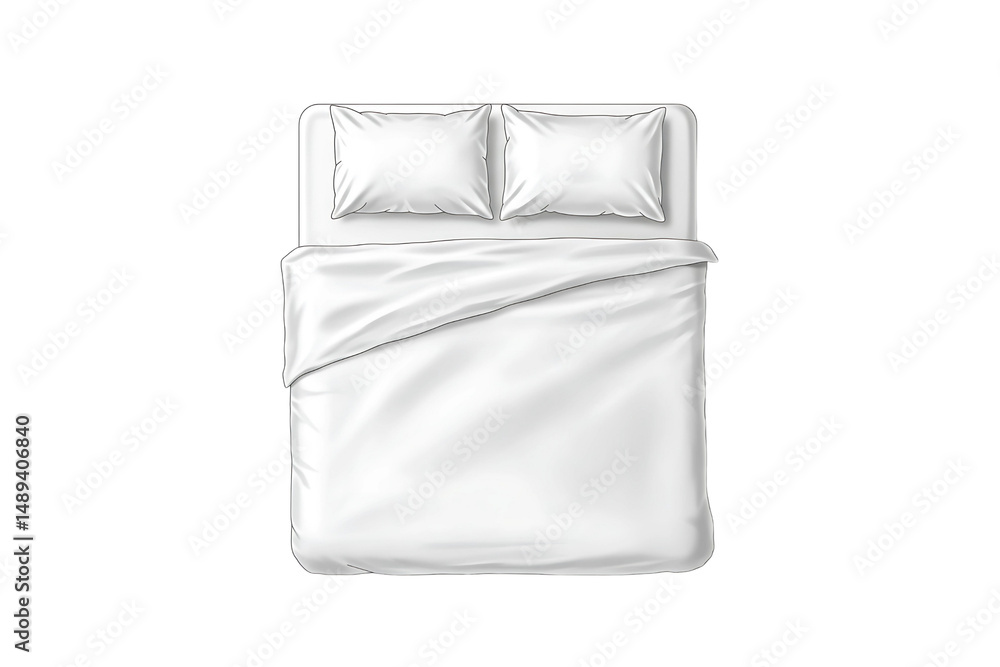 Neatly arranged bedding set from top angle isolated on transparent background Neatly arranged bedding set from top angle isolated on transparent background