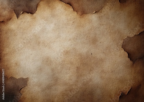 Wallpaper Mural Close-up view of old weathered paper with burnt and torn edges showing brown and sepia tones creating a vintage texture Torontodigital.ca