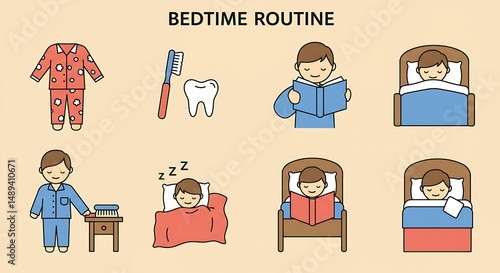 Bedtime Routine Steps: Illustrated Guide for Children