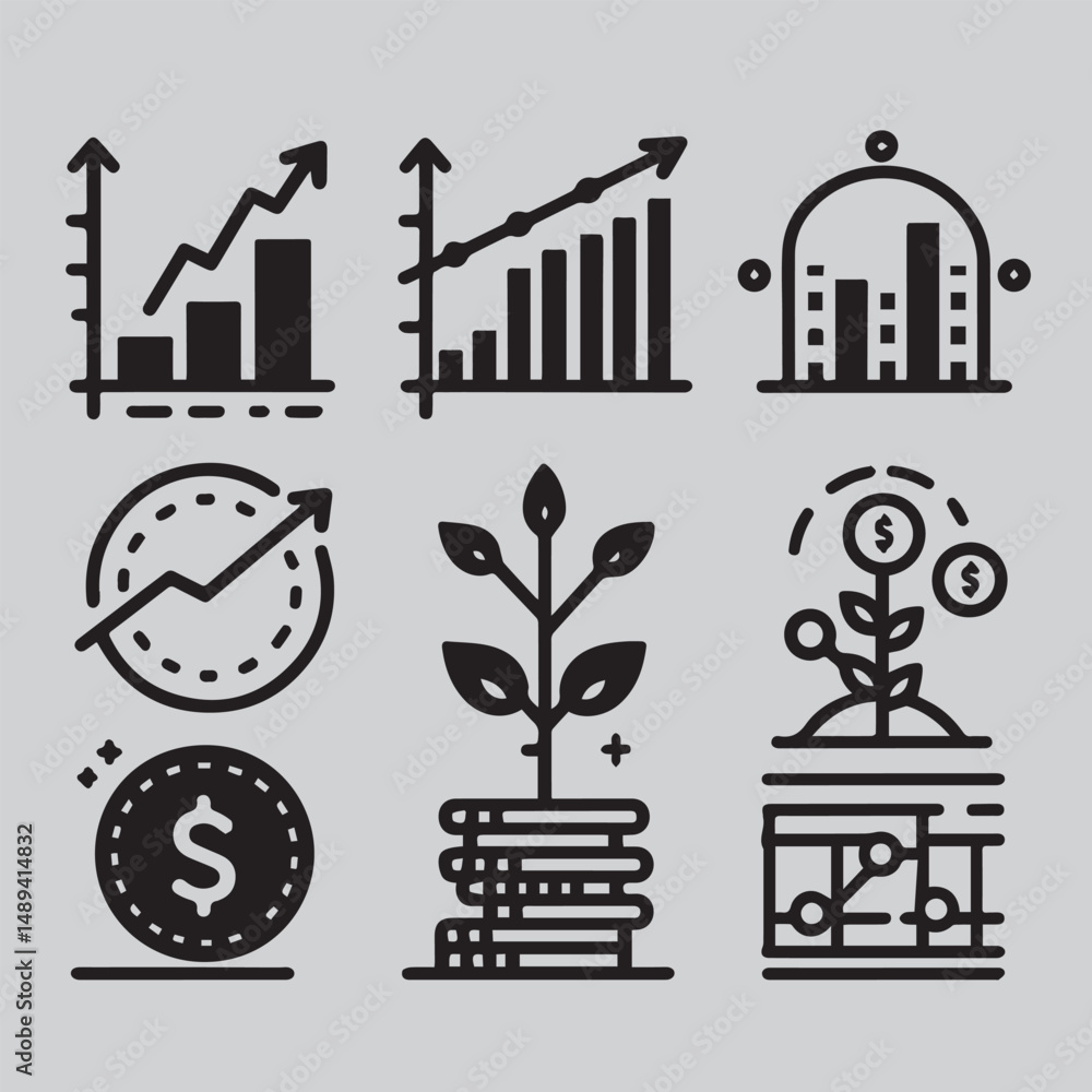Fototapeta premium Business strategy icon set vector