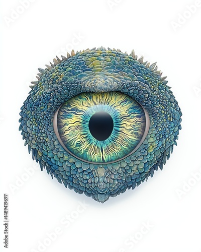 isolated transparent Vibrant reptilian eye with intricate scales. png die-cuisolatedt element for advertising end