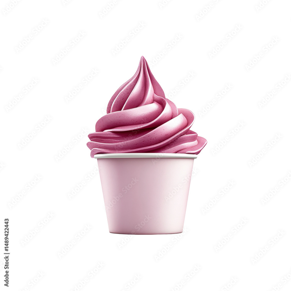 Delicious Pink Frozen Yogurt in a Small Cup Delicious Pink Frozen Yogurt in a Small Cup