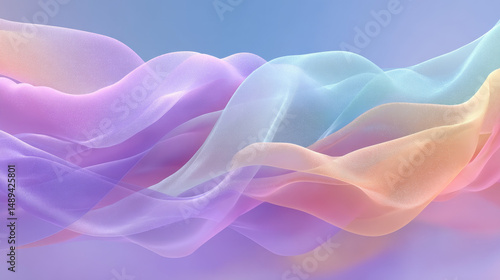 Abstract Pastel Mesh Waves Flowing on a Soft Blue Gradient Background