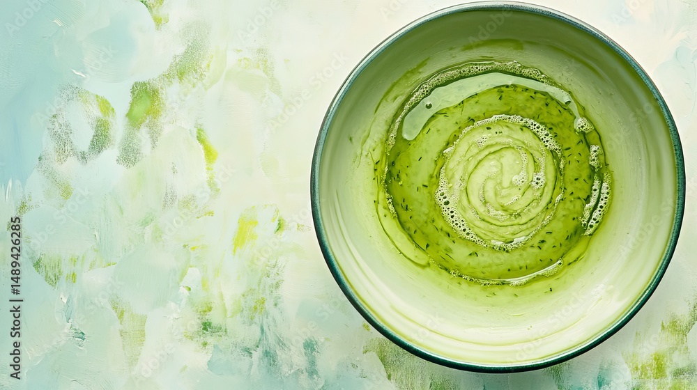 Obraz premium Abstract green swirl in bowl artistic food photography background calm image style color fresh light
