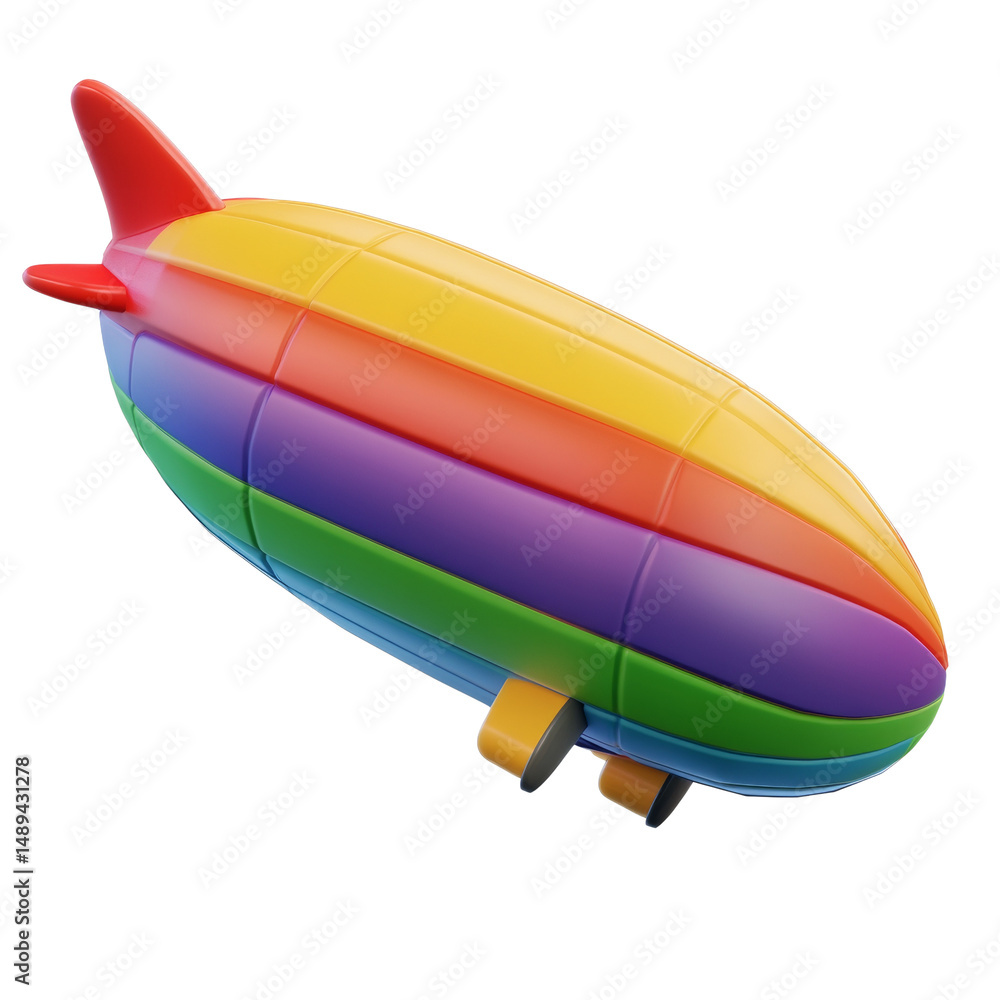 Obraz premium Rainbow Airship Illustration: A Colorful Flight of Imagination in the Sky