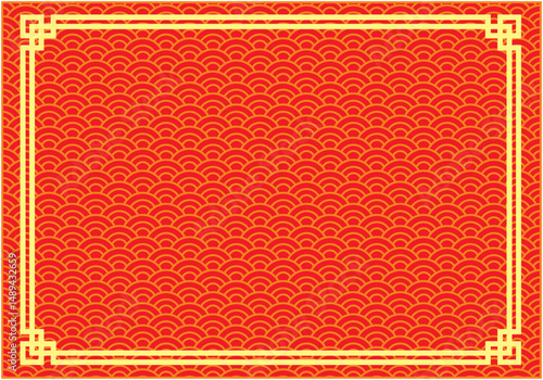 Vector illustration for design collection of Chinese style frames on red background