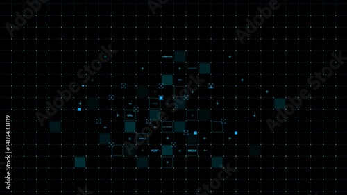 Wallpaper Mural Futuristic Digital Grid with Dynamic Data in a Technology Concept Torontodigital.ca