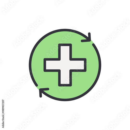 Refreshing Medical Concept Featuring Plus Sign And Rotation Arrows