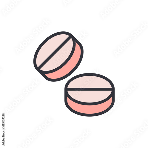 Two Pink Pills Isolated On Transparent Background Medication Concept