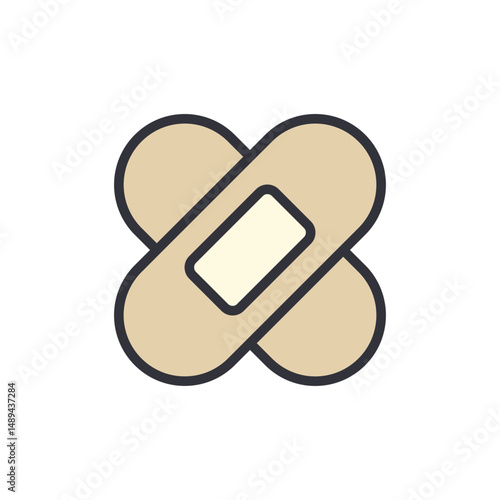 Stylized Illustration Of Two Beige Bandages Crossed On Transparent Canvas