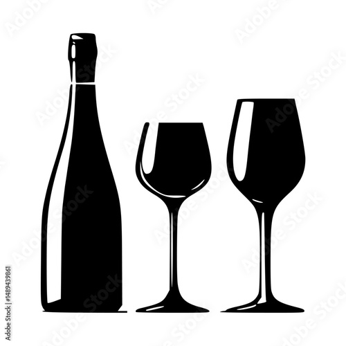 bottle wine glass, Elegance in a Bottle Wine Collection Vector Art, A refined set of wine bottle vector.