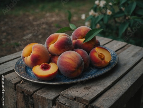 peaches on a wooden table