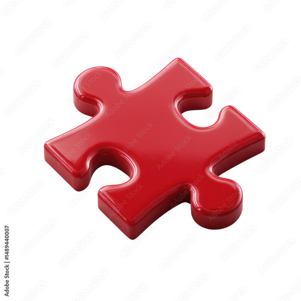 Fototapeta premium Red Puzzle Piece Connection with Solution, and Isolated on Black.