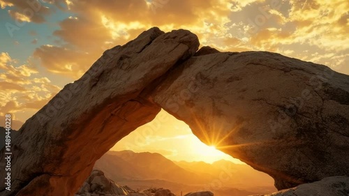 Wallpaper Mural Sunset View Through Natural Rock Arch in Desert Landscape Torontodigital.ca