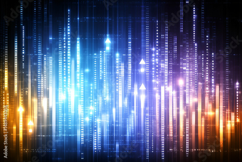 Wallpaper Mural Abstract Digital Cityscape Glowing Lines and Upward Arrows Torontodigital.ca